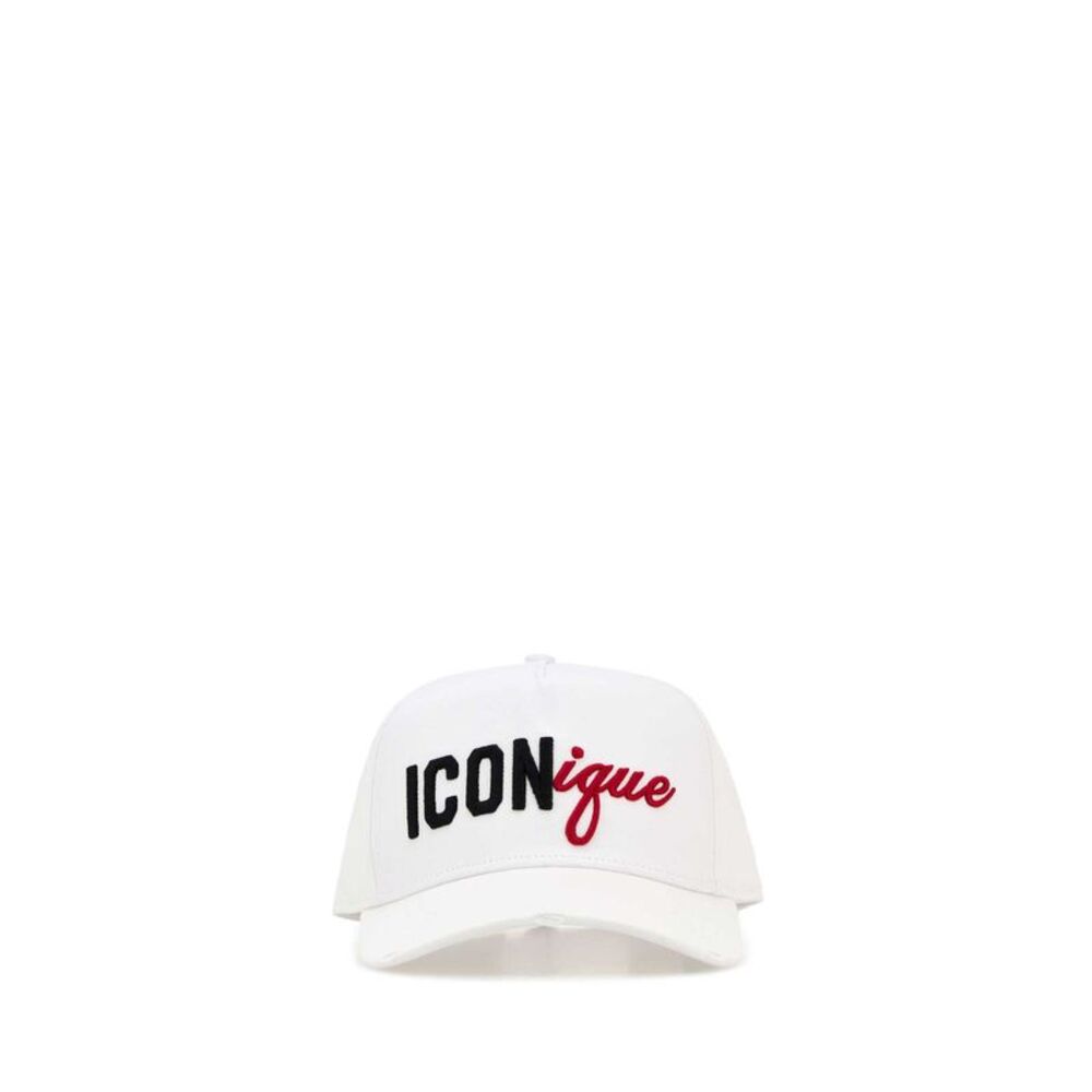 Dsquared Men White Gabardine Baseball Cap